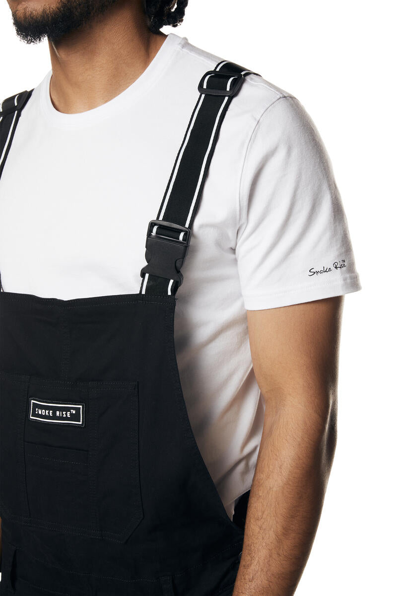 UTILITY TWILL OVERALL SHORTS (BLACK)