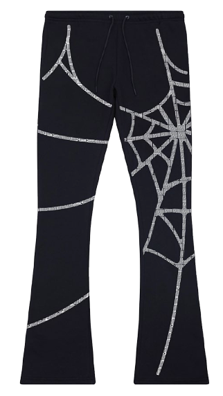 Rhinestone web fleece pants