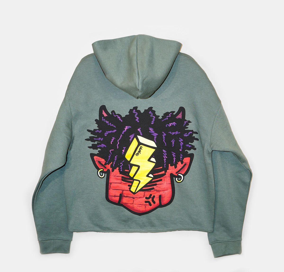 CROPPED OVERSIZE GRAPHIC PRINT HOODIE