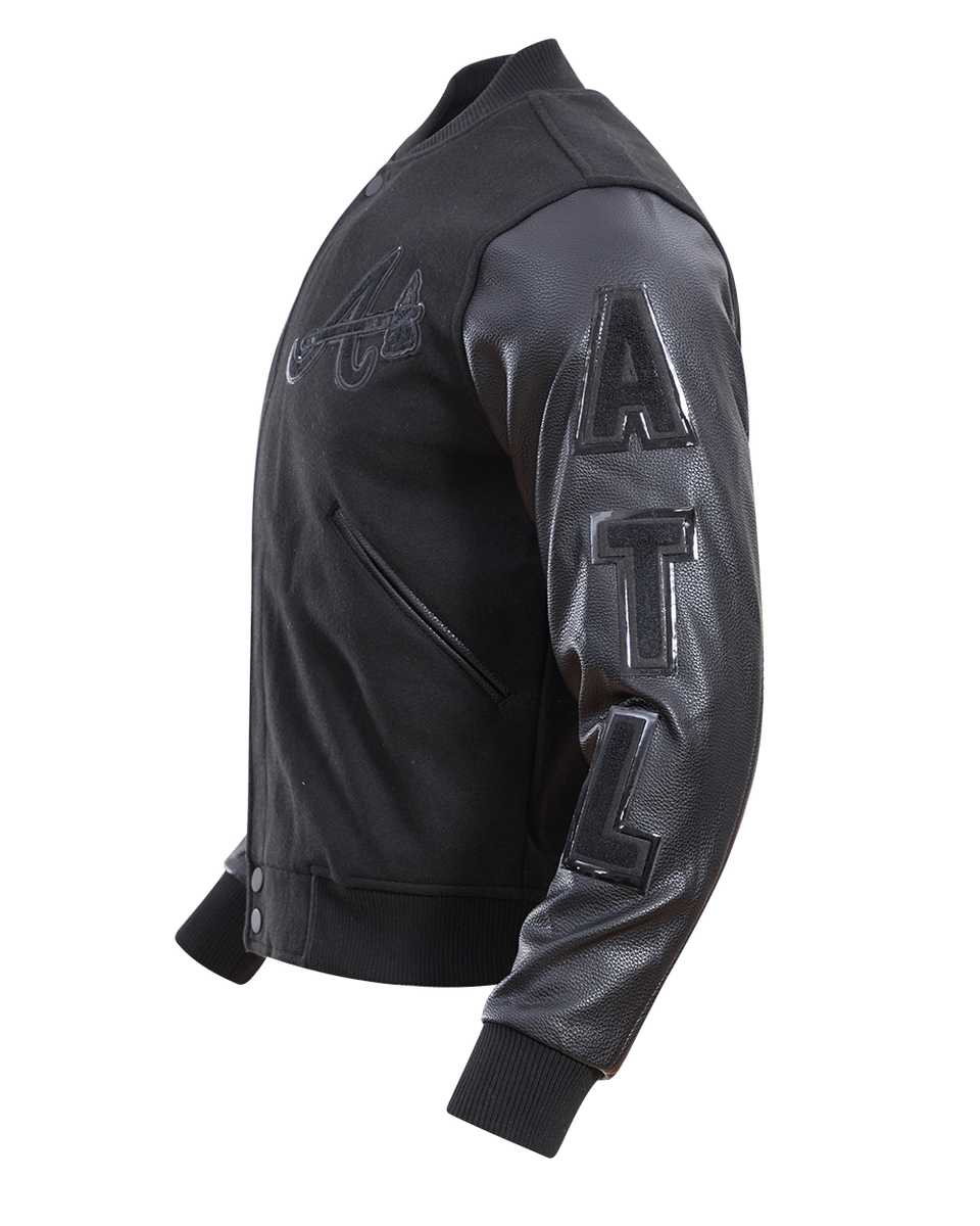 Atlanta braves triple black wool varsity jacket