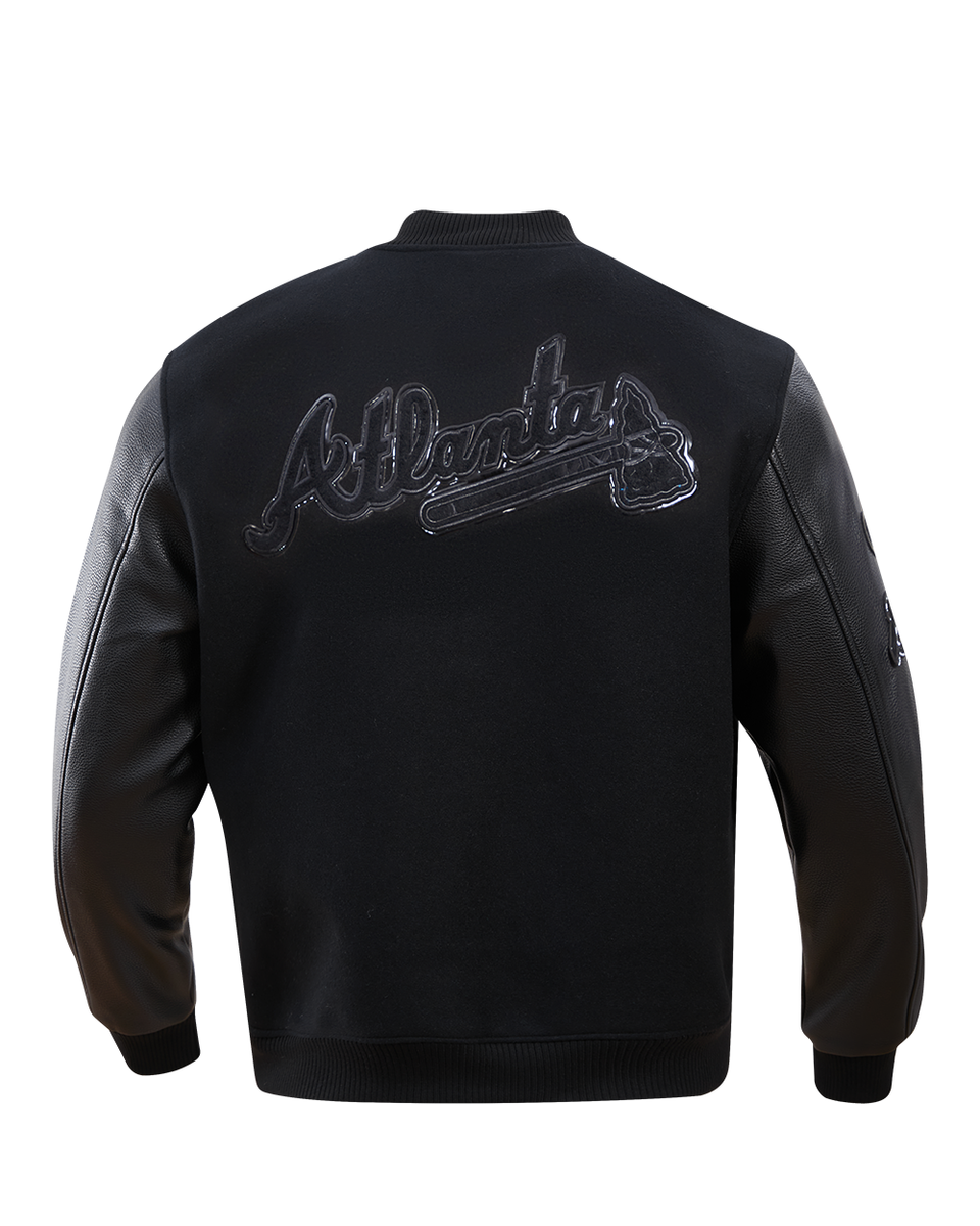 Atlanta braves triple black wool varsity jacket