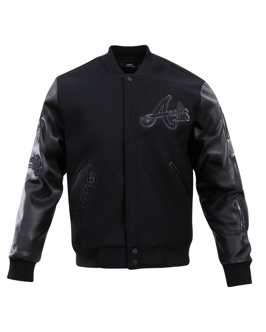 Atlanta braves triple black wool varsity jacket