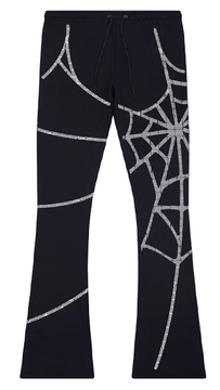 Rhinestone web fleece pants
