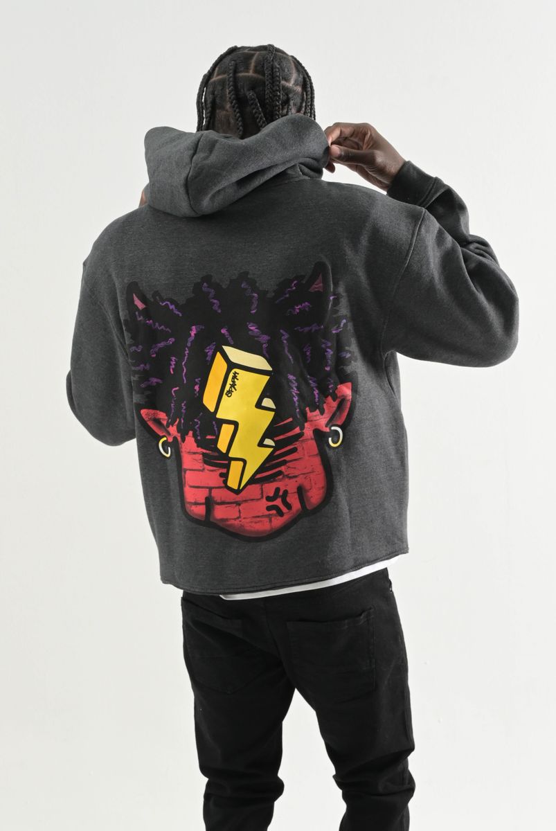CROPPED OVERSIZE GRAPHIC PRINT HOODIE